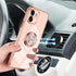 Omorro for Pink iPhone 11 Case for Women Ring Holder, Built-in 360 TPU Rotation Kickstand Rings Cases with Stand Glitter Plating Rose Gold Edge Wo...