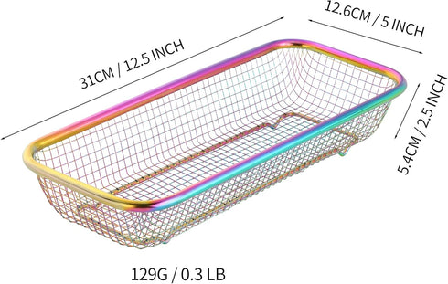 Silverware Drawer Organizer, Rainbow Mesh Kitchen Drawer Organizers, Iridescent Stackable Storage Basket Metal Utensil Holder for Flatware, 12.5"x...