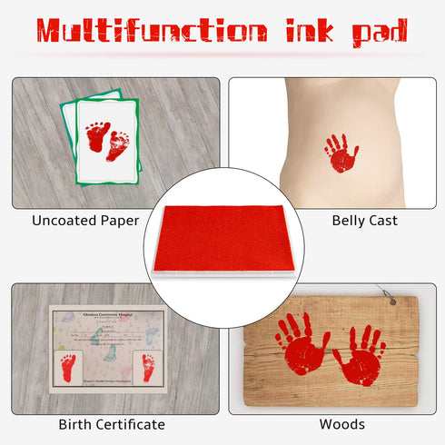 Ink Pad, 5x4'' Washable Non-Toxic Ink Stamp Pad for Baby Footprint Handprint, Red...