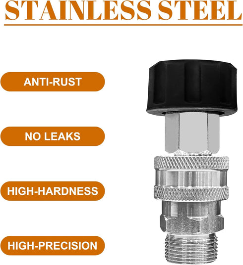 Willdone Pressure Washer Quick Connect Kit, Stainless Steel M22 14mm to 3/8 Inch Quick Connect Fittings for Power Washer, 4 Pack...