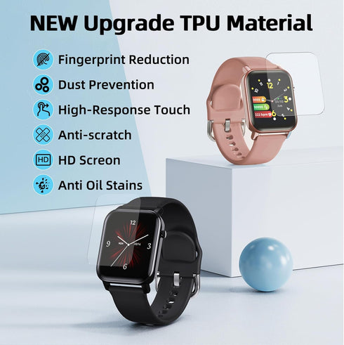 6 pcs TPU smart watch screen protector film for 1.85" AKUMAKA G39,1.83" GRV FC1 Smartwatch Upgrade Flexible Film Scratch Resistant Soft HD TPU Tra...