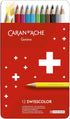 Caran d'Ache Swisscolor Metal Case with 12 Waterproof Colouring Pencils...
