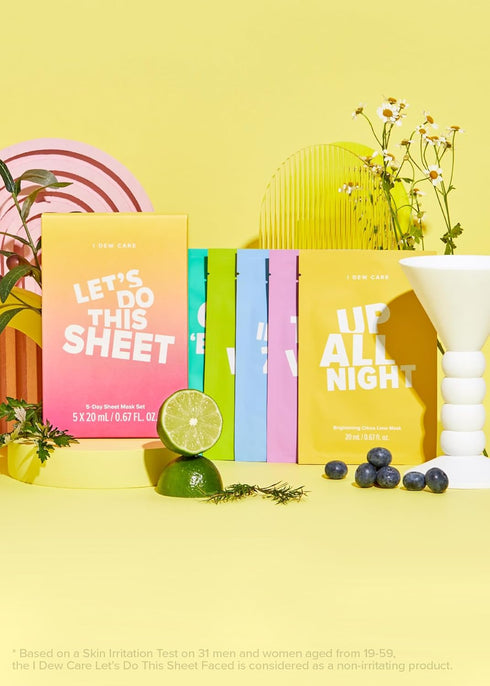 I DEW CARE Sheet Mask Pack - Let's Do This Sheet | 5-Day Skin Makeover with Vitamin B3, Olive Extract, Chamomile, (5 ea)...