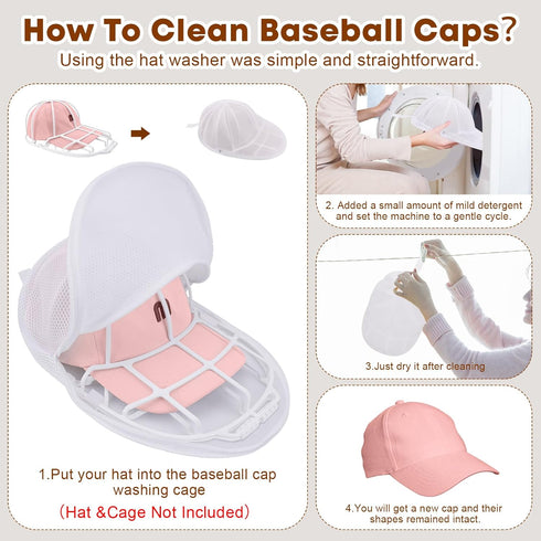 SelfTek Cap Washer for Baseball Caps,2Pack Hat Cleaner for Baseball Caps,Baseball Hat Washer Mesh Bags Compatible with Many Baseball Cap Washing C...