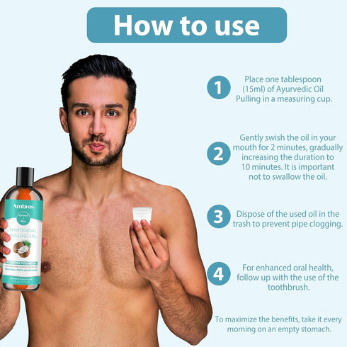 Coconut Oil Pulling with 7 Natural Essential Oils, Mint Mouthwash Helps with Fresh Mouth Breath, Teeth Gum Whitening Healt, Natural & Alcohol-Free...