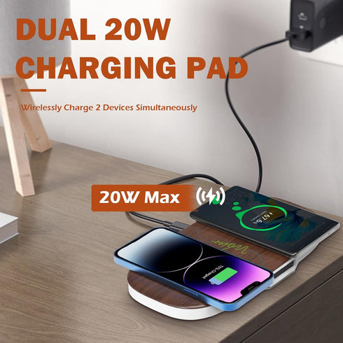 Fast Wireless Charger, Dual 20W Max Wireless Charging Pad Compatible with Apple iPhone 15/14/13/12/Pro Max/Pro/Plus, AirPods pro/2/3, Wireless Pho...