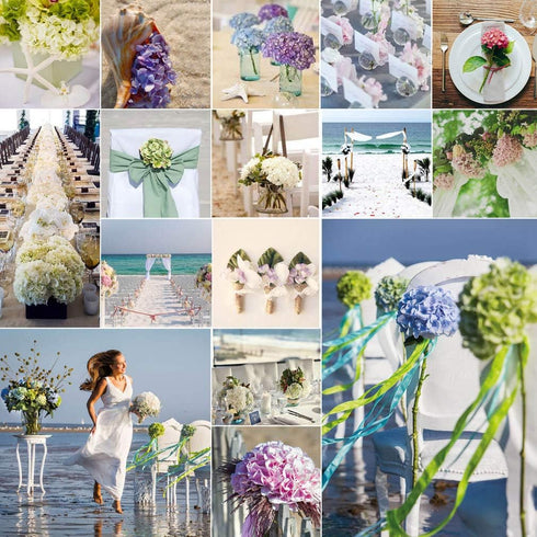 DuHouse Artificial Bigger Silk Hydrangea Flower Heads with Stem Fake White Hydrangea Flowers for Wedding Home Garden Centerpiece Pack of 6...