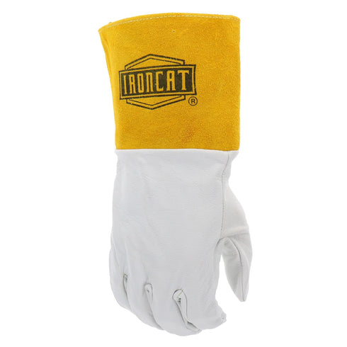IRONCAT 6141 Kidskin TIG Welding Gloves – Medium, Kevlar Thread Welding Gloves with 4 in. Gold Cuff, Straight Thumb, Natural...