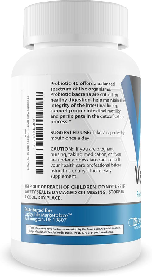 Probiotic Vardaxyn - Our Best Premium Male Formula - Pre/Probiotics for Men - Male Probiotic Formula to Support Male Health - Gut Health - Mood - ...