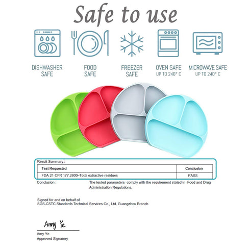 Silicone Suction Plates for Babies, Stick to High Chair Trays and Table, Divided Baby Dishes, Perfect Kids Plates, BPA FREE...