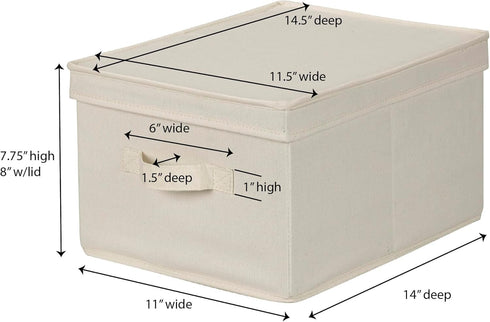 Household Essentials 113 Storage Box with Lid and Handle - Natural Beige Canvas - Large...
