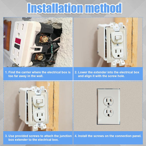 12pcs BE1-12(1 Gang) Electrical Outlet Box Extender, Single Gang Box Extender with 24pcs Screws Power Switch Heavy Duty Outlet Extension Box Acces...