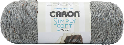 Caron Simply Soft Gray Heather Tweeds Yarn - 3 Pack of 141g/5oz - Acrylic - 4 Medium (Worsted) - 240 Yards - Knitting/Crochet......