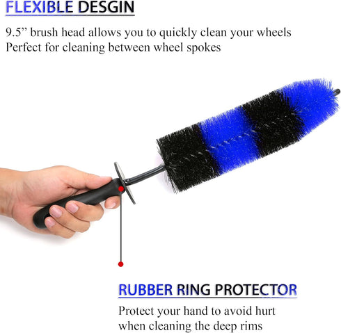 TAKAVU Master Wheel & Tire Brush, Easy Reach Wheel and Rim Detailing Brush Long Soft Bristle, Car Tire Brush, Wheel Scrub Brush, Multipurpose use ...