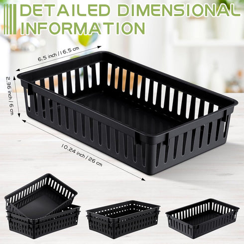 6 Pack Plastic Basket 10.24 x 6.5 x 2.36 Inch Small Plastic Storage Bins Rectangle Plastic Organizer Tray Classroom Containers for Organizing Shel...