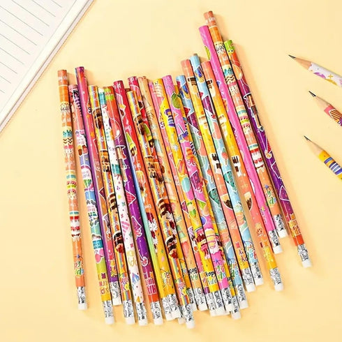 100 pieces Happy Birthday Pencils Colorful Printed Birthday Pencils With Top Erasers Perfect For Teachers Classrooms Reward Birthday Party Kids Gi...