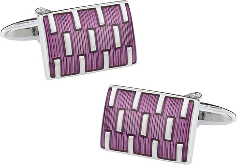 Purple Cufflinks for Men with Galvanized Theme with Presentation Gift Box...