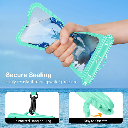 Gritin Waterproof Phone Pouch,2Pack IPX8 Waterproof Phone Case Bag for Swimming,Adjustable Lanyard Underwater Phone Dry Bag for iPhone 15 14 13 12...