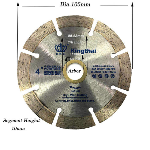 4 Inch Wet Dry Segmented Cutting Concrete Diamond Saw Blade for Masonry with 7/8-5/8 Inch Arbor...