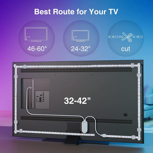 GHome Smart SL1 TV LED Backlight, Smart WiFi Strip Light Compatible with Alexa and Google Home, App Control, Music Sync 16 Million Rgb Red Green B...