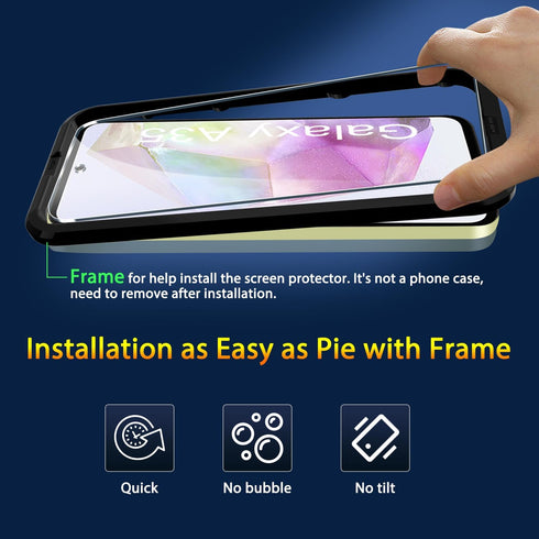 3 Pack Screen Protector for Samsung Galaxy A35 + 3 Pack Camera Lens Protector, Ultra HD Tempered Glass, 9H Hardness, Anti Scratch, Easy Installati...