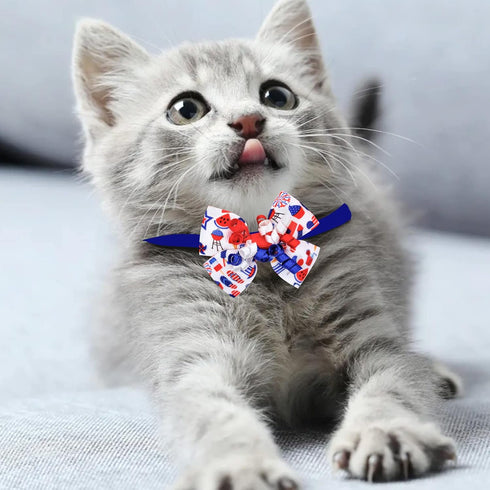 24PCS 4th of July Dog Bow Tie Collar, Independence Day Pet Bow Tie, Adjustable Star Stripe Collar, Patriotic Memorial Day Pet Bow Tie...