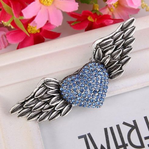 EVER FAITH Austrian Crystal Victorian Style Love Heart Angel Wing Stunning Brooch...