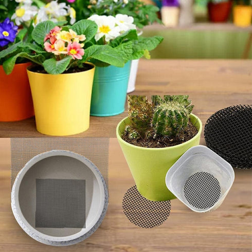 Flower Pot Hole Mesh Pad, Bonsai Bottom Grid Mat Squares Plant Pot Drainage Net Screens DIY Netting Gasket for Indoor Outdoor Gardening Succulent ...