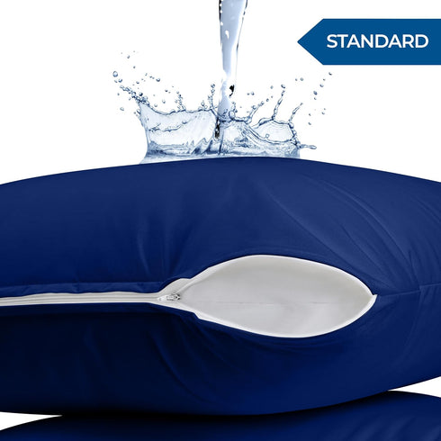 Utopia Bedding Waterproof Pillow Protector Zippered (2 Pack) Standard Royal Blue – Pillow Encasement 20 x 26 Inches...