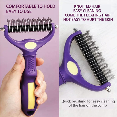 Pet Grooming Brush - Double-Sided Rake, dog and gat Undercoat Brush, Deshedding Brush for Dogs and Cats, Dog Deshedding Brush - 9+17 Teeth, TPR an...