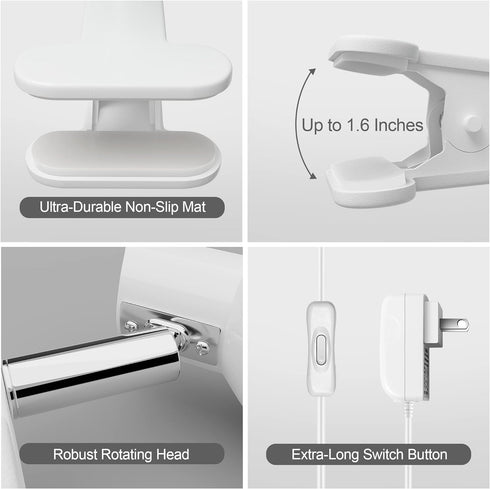 LED Clip on Light Book Reading 5W Super Bright 330° Rotation Clip on Lamp for Bed/Desk Lamp with Clamp White...