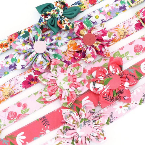 Beirui Cute Girl Dog Collars for Small Medium Large Dogs, Multiple Floral Patterns Female Pet Dog Collars with Flower for Wedding Holiday(M:Neck 1...
