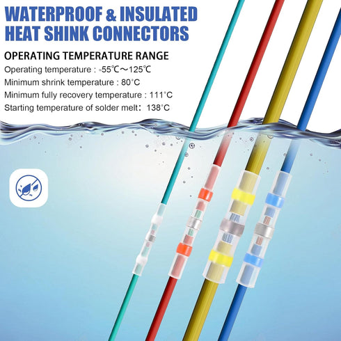100PCS Waterproof Solder Seal Wire Connectors AWG 22-18, Red Heat Shrink Butt Connectors Terminals Solder Sleeve Wire Splice Connector for Marine ...
