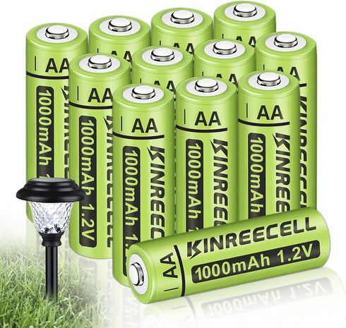 Rechargeable AA Batteries, Ni-MH Double A Solar Batteries High Capacity 1.2V Pre-Charged for Outdoor Solar Lights, String Lights, Pathway Lights (...