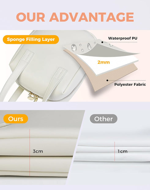 Fmeida Small Makeup Bag Organizer Leather Cosmetic Bags for Women Travel Cosmetic Pouch Waterproof Aesthetic Makeup Bag with Compartments Portable...