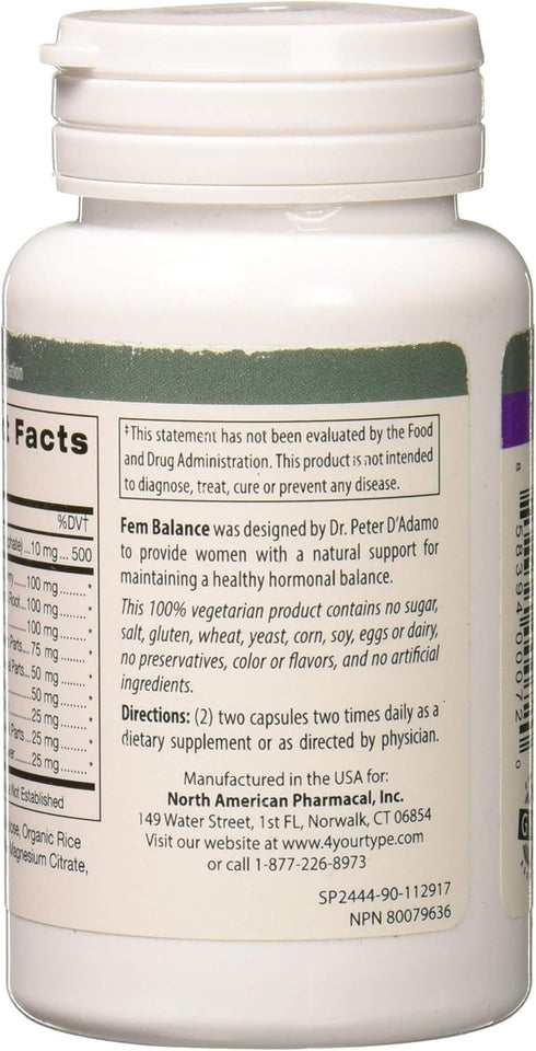 D'Adamo Personalized Nutrition Fembalance, 90 Count...