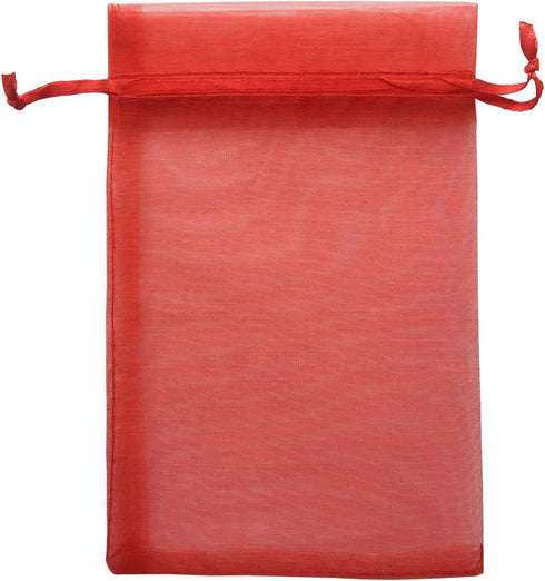 50pc 4x6 inches Gifts Wrap Bags Red,Organza Sheer Fabric,Drawstring Sachet for Baby Shower Favor,Coin,Necklace Treasure Trinket,Retailer,Company,B...