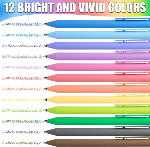 Gel Pens 12 Colors Retractable Quick Dry Ink Pens Fine Point 0.7mm, Smoooth Writing Pens Multicolor for Journaling, Drawing, Doodling, and Note Ta...