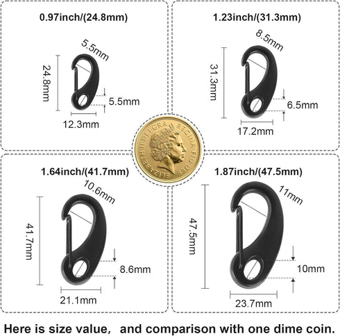 12Pack Carabiner Clips Spring Snap Hook Buckle Clasps for Flag Pole Clips Marine Clips Ropes Dog Leashes Hiking...