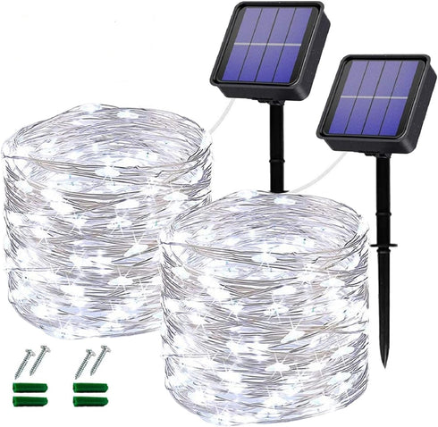 Lezonic Solar String Lights for Outside,2 Pack Total 240LED Solar Lights Outdoor Waterproof 24M/80Ft 8 Modes Outdoor Copper Wire Solar Fairy Light...