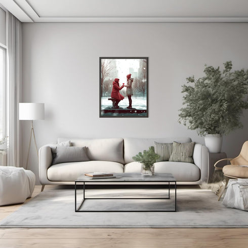 Posterizer 1 pcs-couple's exchanging love on snowy Valentine's day -4-Romantic Art-Holiday Poster Collection-Gift for Couples boyfriend girlfriend...