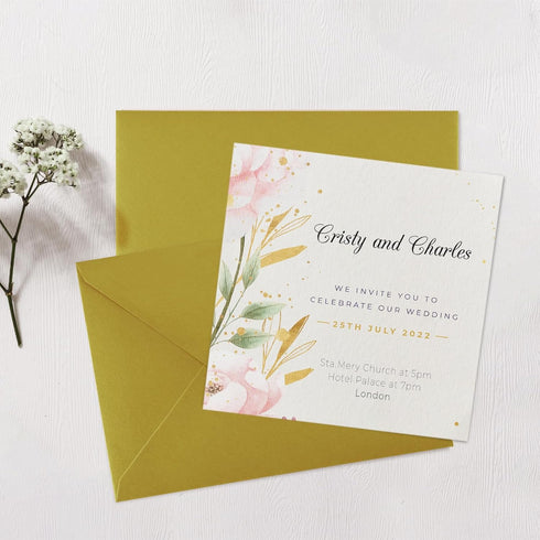 50 Pack 5x7 Envelopes,A7 Invitation envelopes V Flag 5.25 x 7 .25 for 5x7 Cards,Ideal for Invitations,Weddings,Parties,Greeting Cards,Photos(Gold ...