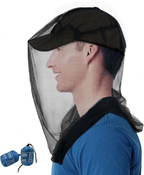 Mosquito Head Net for Insects, 2 Pack, Premium Bug Net for Head, Fly & Bug Protection | Ultra Large & Long, Finest Holes for Camping, Hiking, Fish...