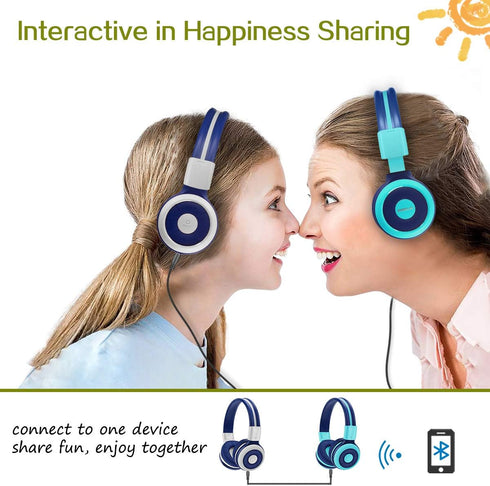 SIMOLIO Kids Headphones Bluetooth for Boys, Built-in Microphone and Share Port, Safe 75dB,85dB,94dB Volume Limited, Foldable and Adjustable, Wirel...