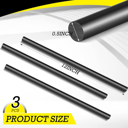 Lounsweer 3 Pcs Graphite Rod 0.5"OD x 12"L Crucible Graphite Stir Rod Stick Long Carbon Stirring Rod for Melting Casting Refining Gold Silver Copp...