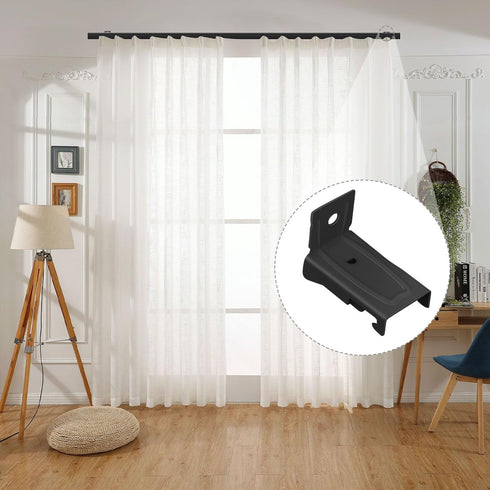 Curtain Track Brackets, Curtain Track Wall Mounting Hardware Black Curtain Track Accessories(10 Pack)...