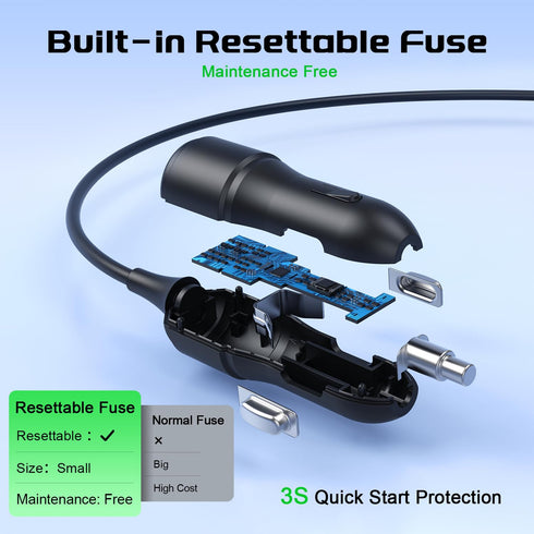 4.9FT Car Cigarette Lighter Plug to Anderson Extension Cable, Built-in Resettable Fuse, for Portable Power Station Solar Generator with Anderson C...