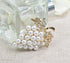 Gyn&Joy Womens Gold T one Faux Pearl White Grapes&Crystal Rhinestones Leaf Fruit Brooch Pin BZ060...