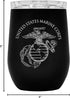 Military Gift Shop USMC Steel Stemless Wine Glass Tumbler, 12 oz Double Wall Vacuum Insulated Outdoor Tumbler–Black with Marine Corps logo | USMC ...