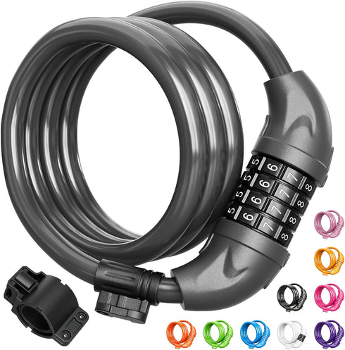Titanker Bike Lock, Bicycle Lock 4 Feet Cable Lock 1/2 Inch Resettable Bike Lock Combination with Mounting Bracket, Bike Accessories for Bicycle, ...